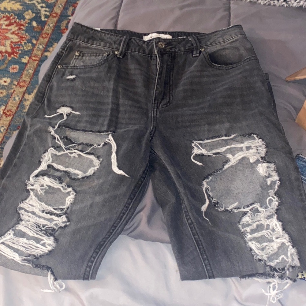 Grey wash mom jeans